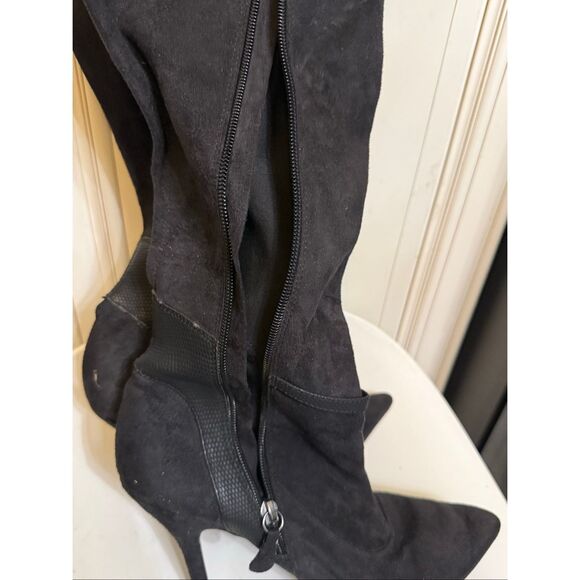 Mojo Moxy Women's Suede Pointed Toe Stiletto Over the Knee Boots Black Size 8 - Picture 8 of 15